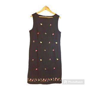 Vintage Sarah Spencer Floral Granny Core Embellished Shift Dress  Size 14